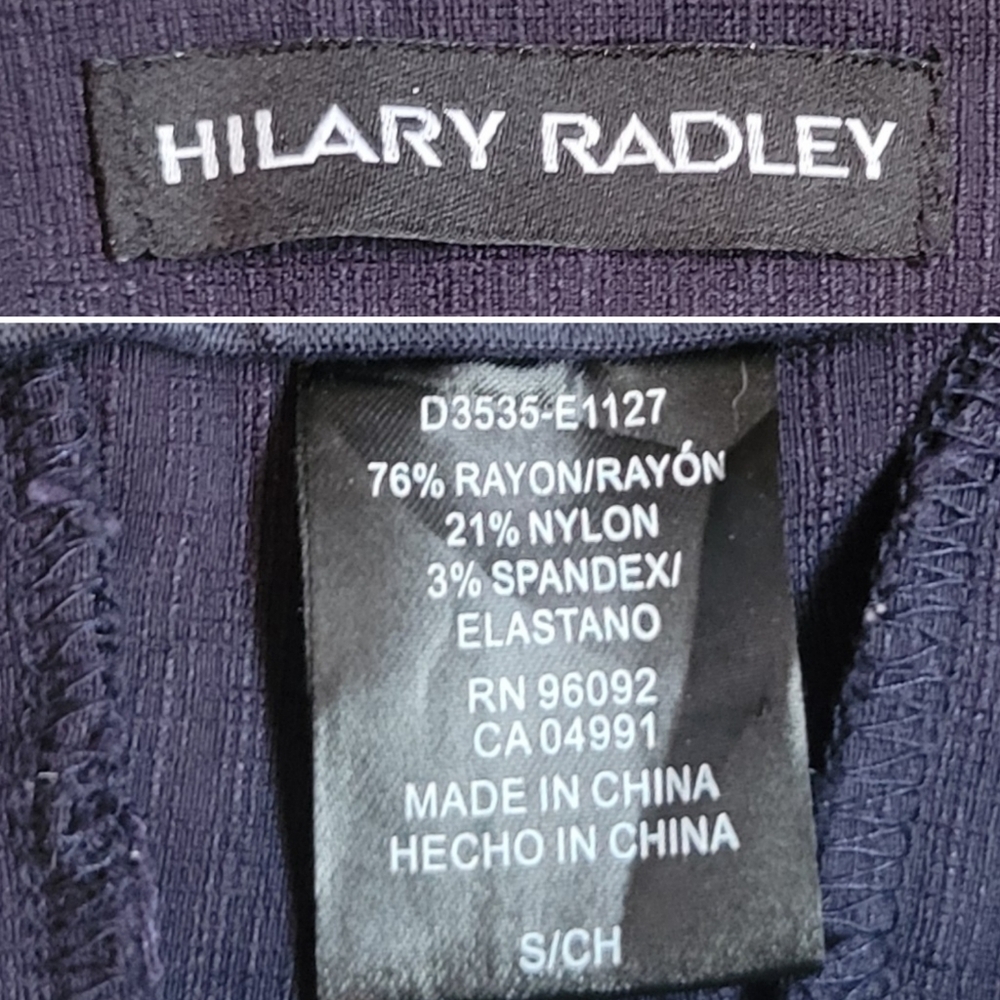 Hilary Radley Dark Navy Textured Cropped Pull-up Pants, Women's Small - Picture 14 of 14